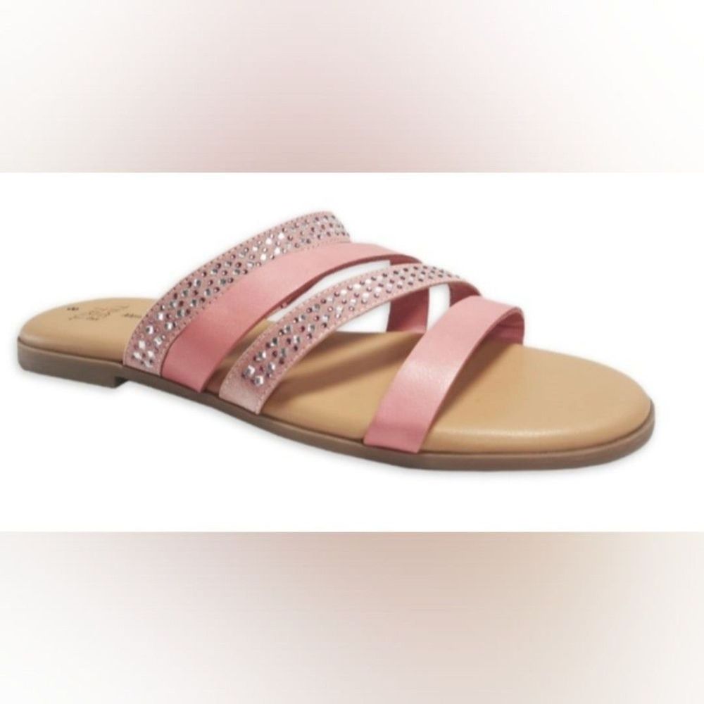 Time and Tru Women's Core Strappy Sandal Pink with Embellishments Size 7…